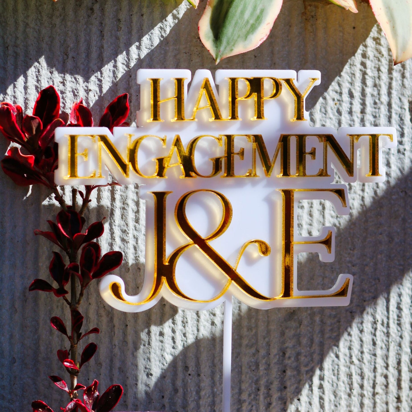 "Happy Engagement" Cake Topper (Double Layers)