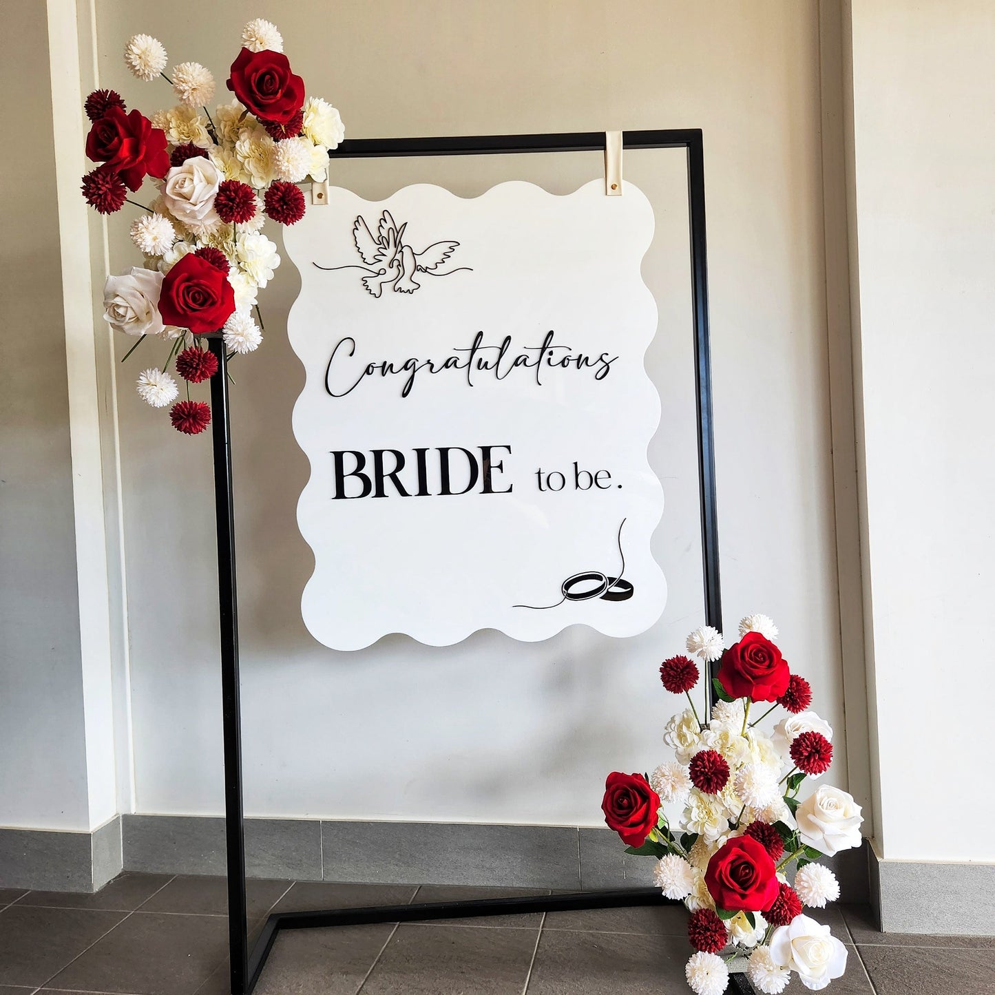 Welcome Sign with Floral Arrangement