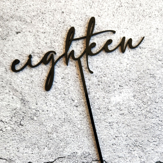 "Eighteen" Birthday Cake Topper | Cake Decoration