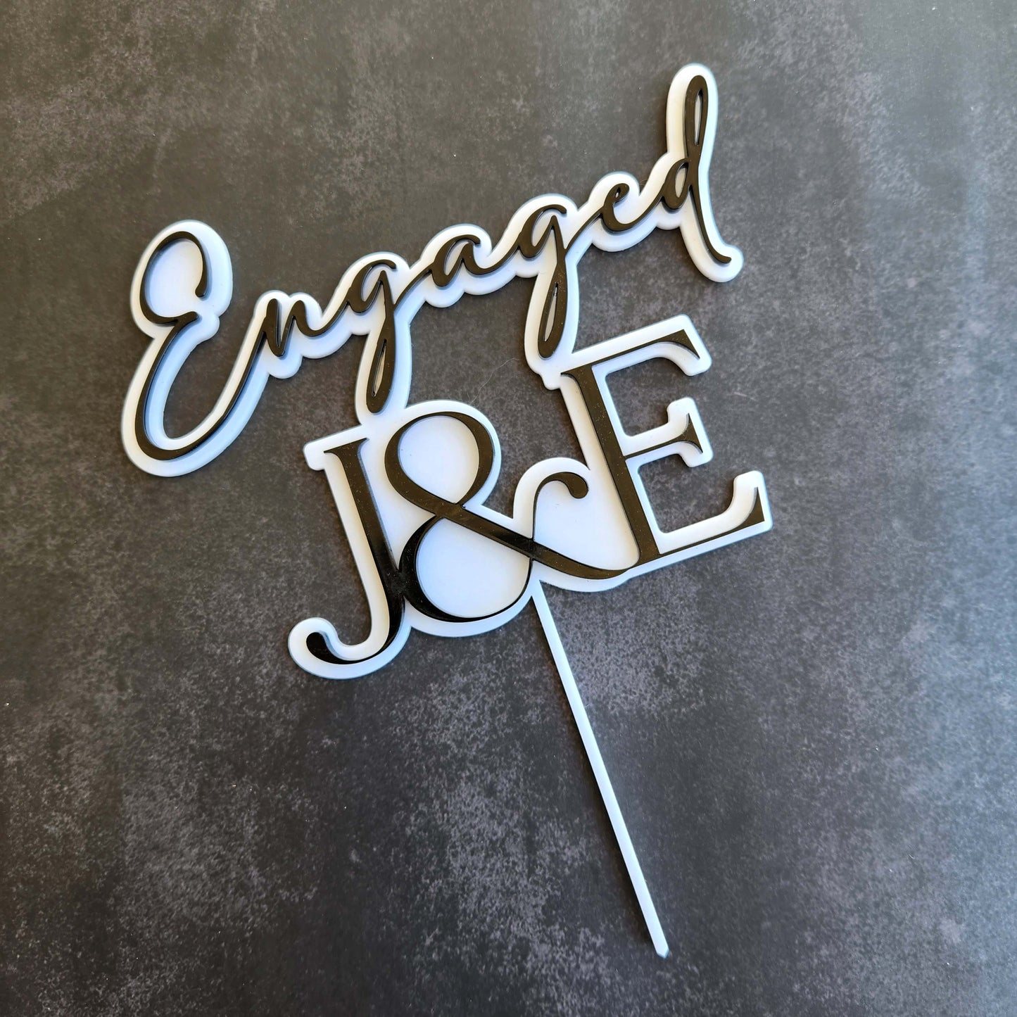 "Engaged" Cake Topper (Double Layers)