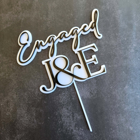 "Engaged" Cake Topper (Double Layers)