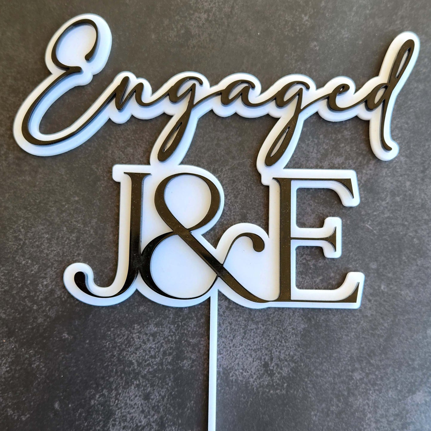 "Engaged" Cake Topper (Double Layers)