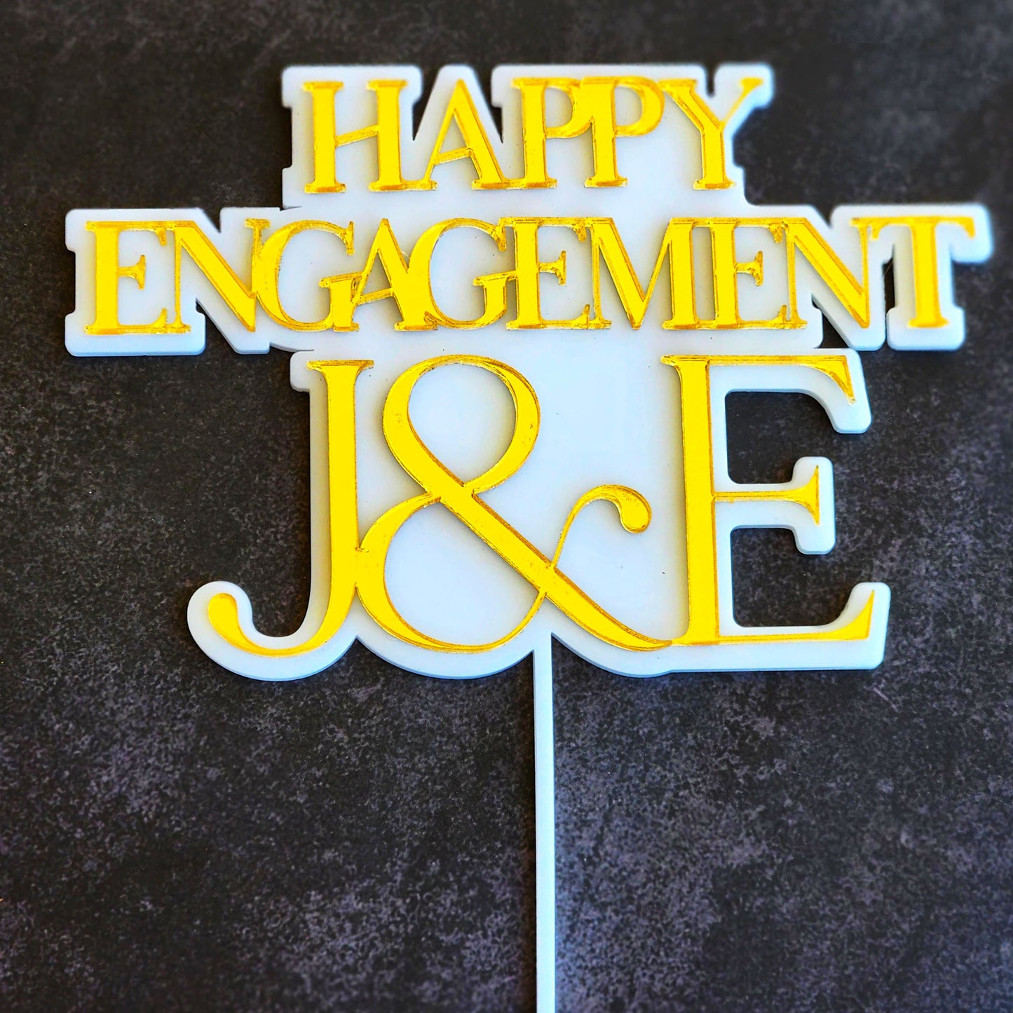 "Happy Engagement" Cake Topper (Double Layers)