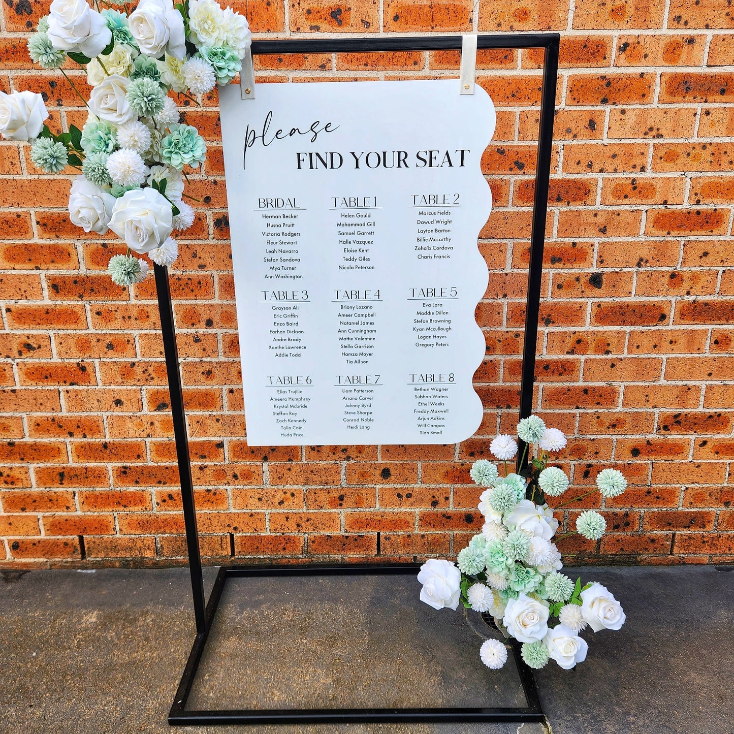 Welcome Sign with Floral Arrangement