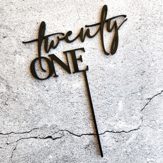 "Twenty One" Cake Topper (Single Layer)